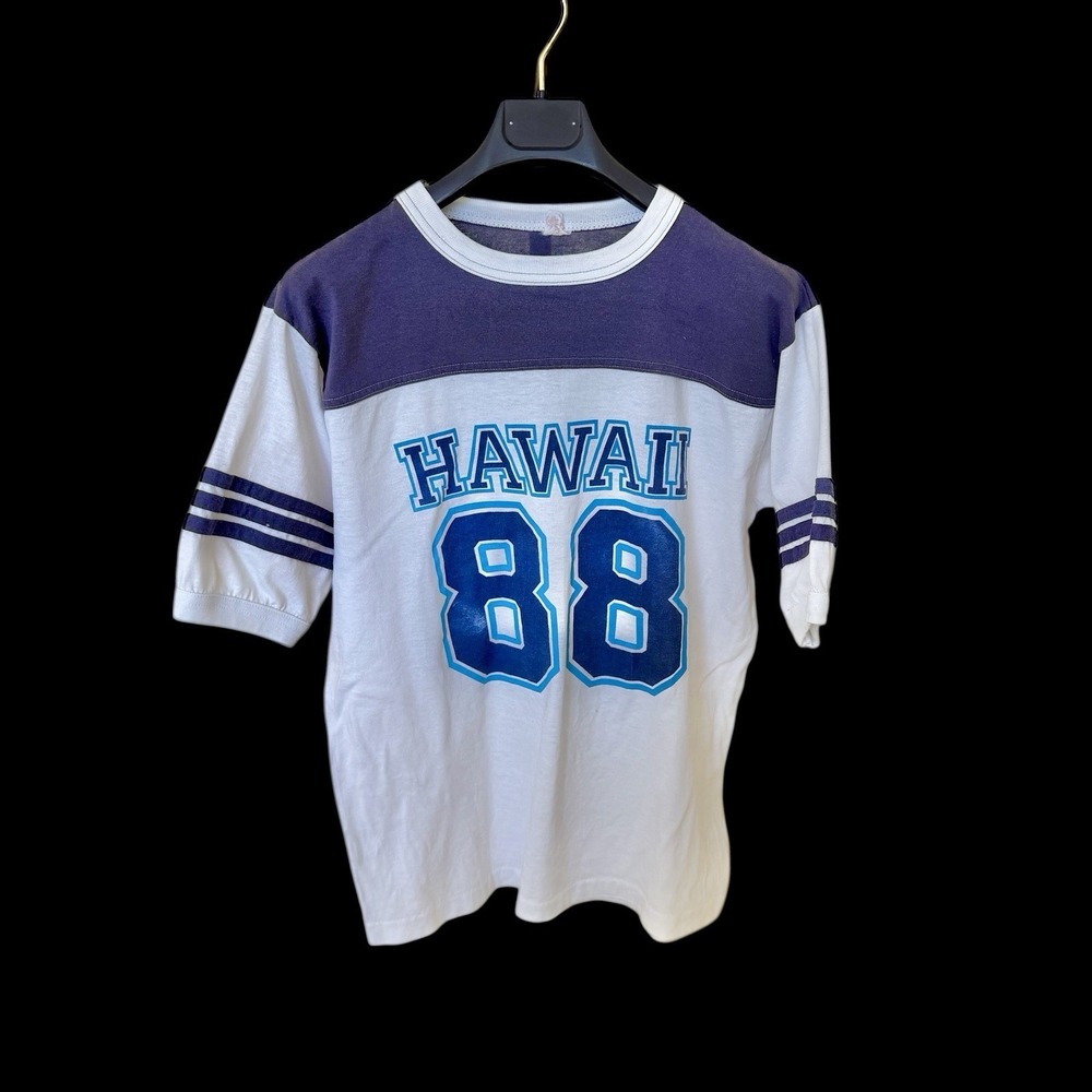 Vintage 80's Hawaii‎ Alore Tourist Ringer Tshirt Medium USA Single Stitch